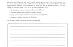 Writing An Introductory Paragraph Worksheet Writing Worksheets Free