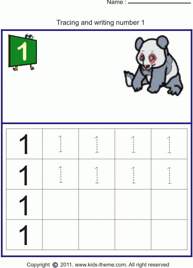 1 Panda Free Printable Math Worksheets Tracing Worksheets Preschool 