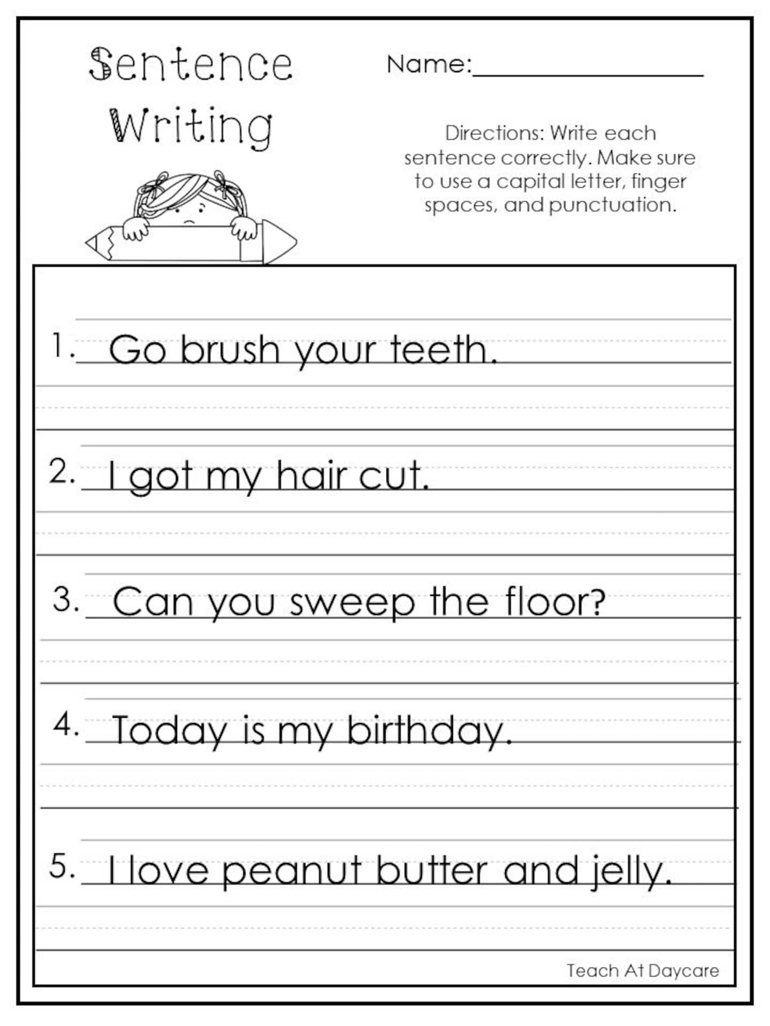 10 Printable Write The Sentence Worksheets 1st 3rd Grade ELA Etsy