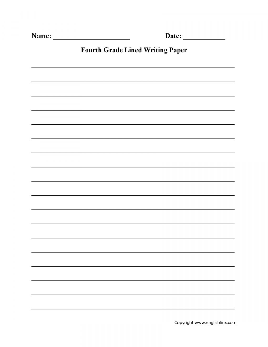 12 4Th Grade Writing Worksheets Lined Writing Paper Writing 