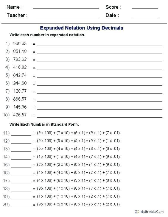 25 Writing Decimals In Word Form Worksheet Grade Place Value Activities 