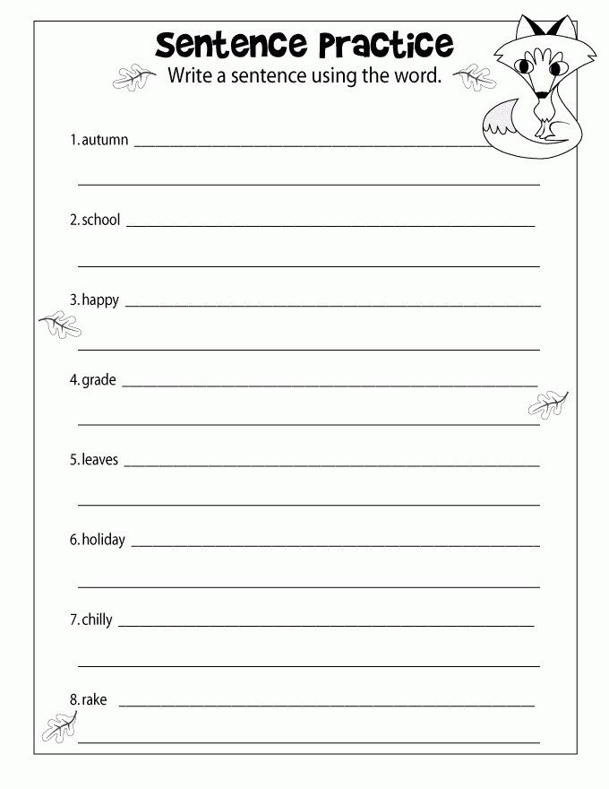 writing sentences grade 3 worksheets