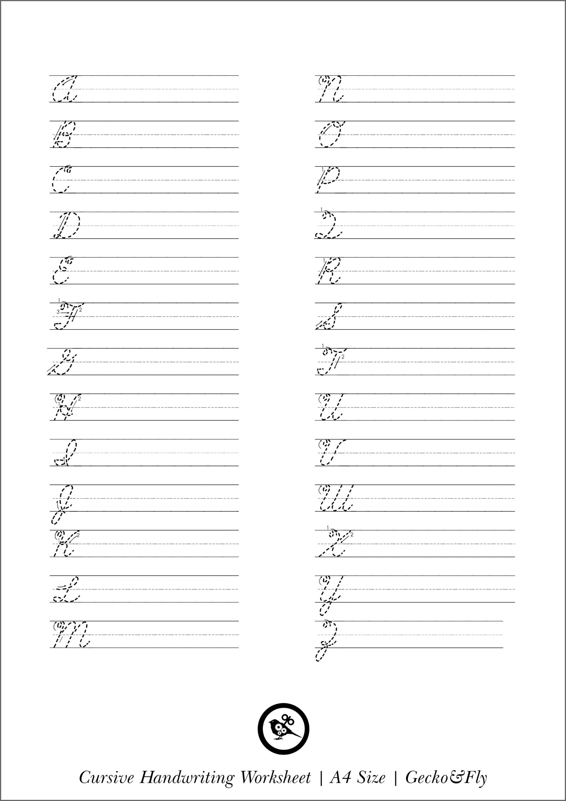 Free Printable Custom Cursive Worksheets