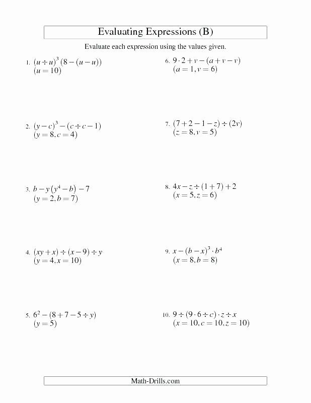 5th Grade Algebraic Expressions Worksheets Free Algebraic Expressions 