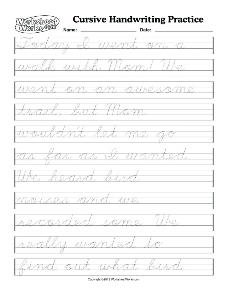 Handwriting Sheets For 6th Grade