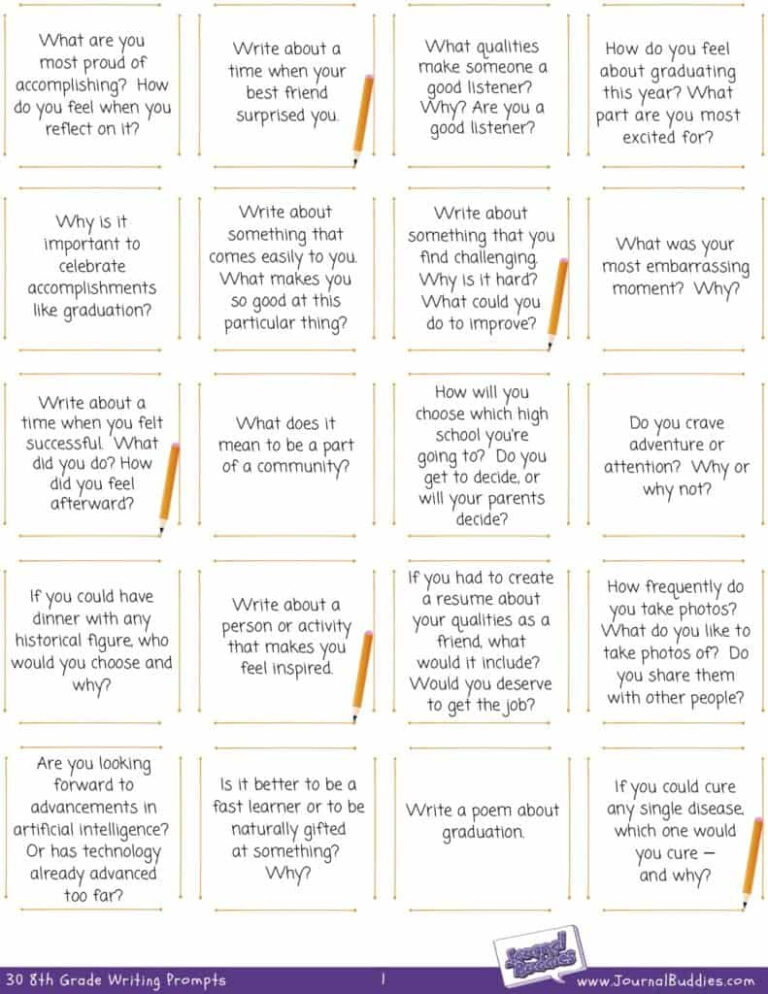 8th Grade Writing Prompts Worksheets | Writing Worksheets