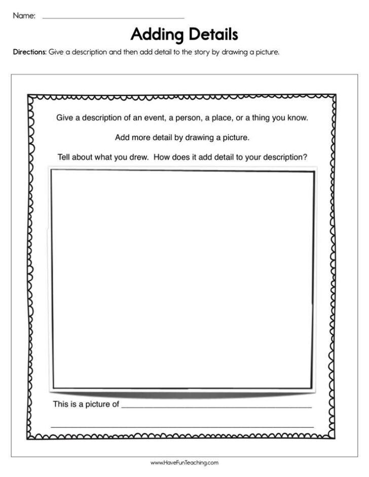 Adding Details To Writing Worksheets