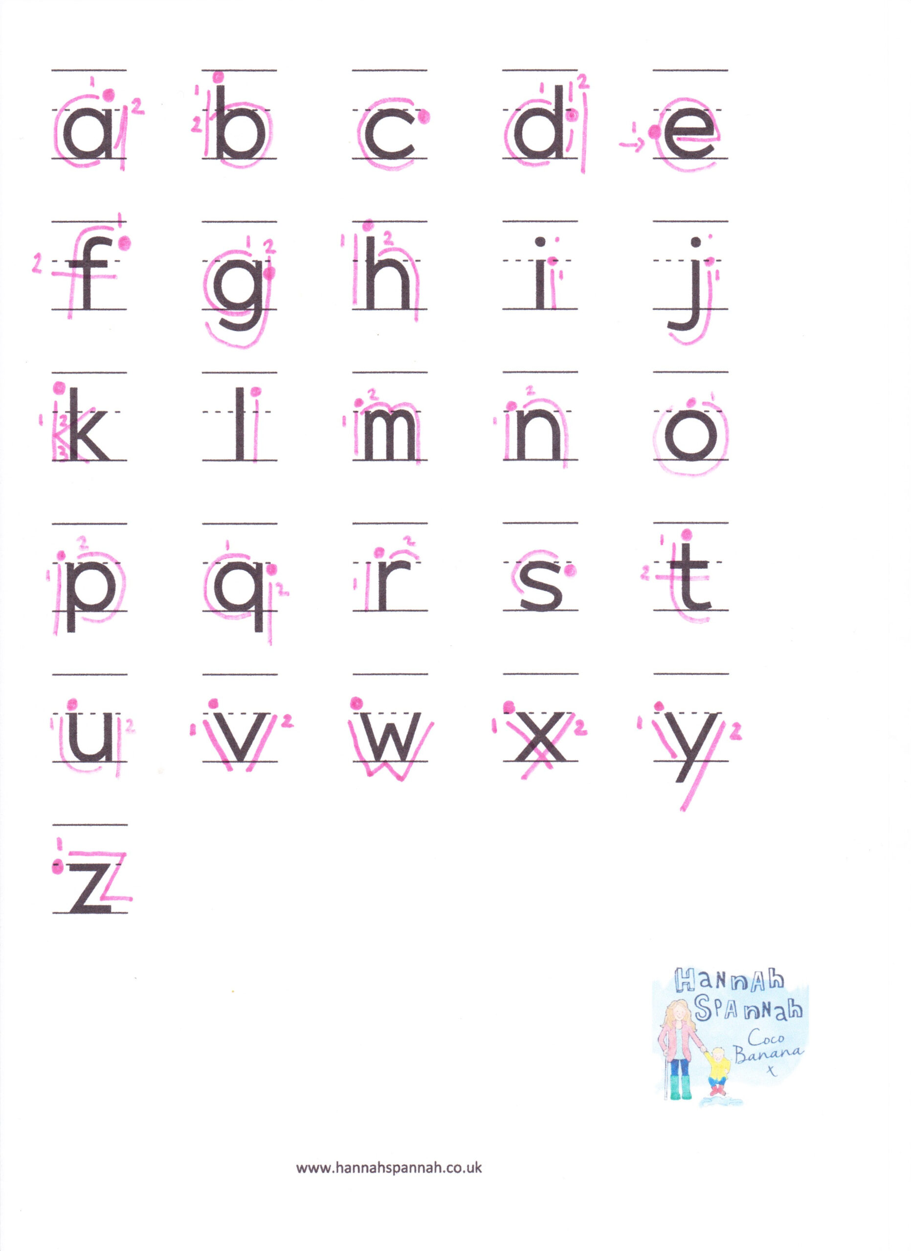 Alphabet Writing Sheet Lowercase