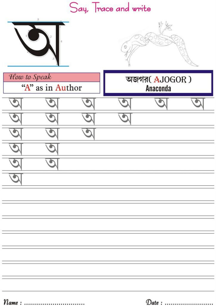 Bengali Alphabet Writing Worksheets | Writing Worksheets