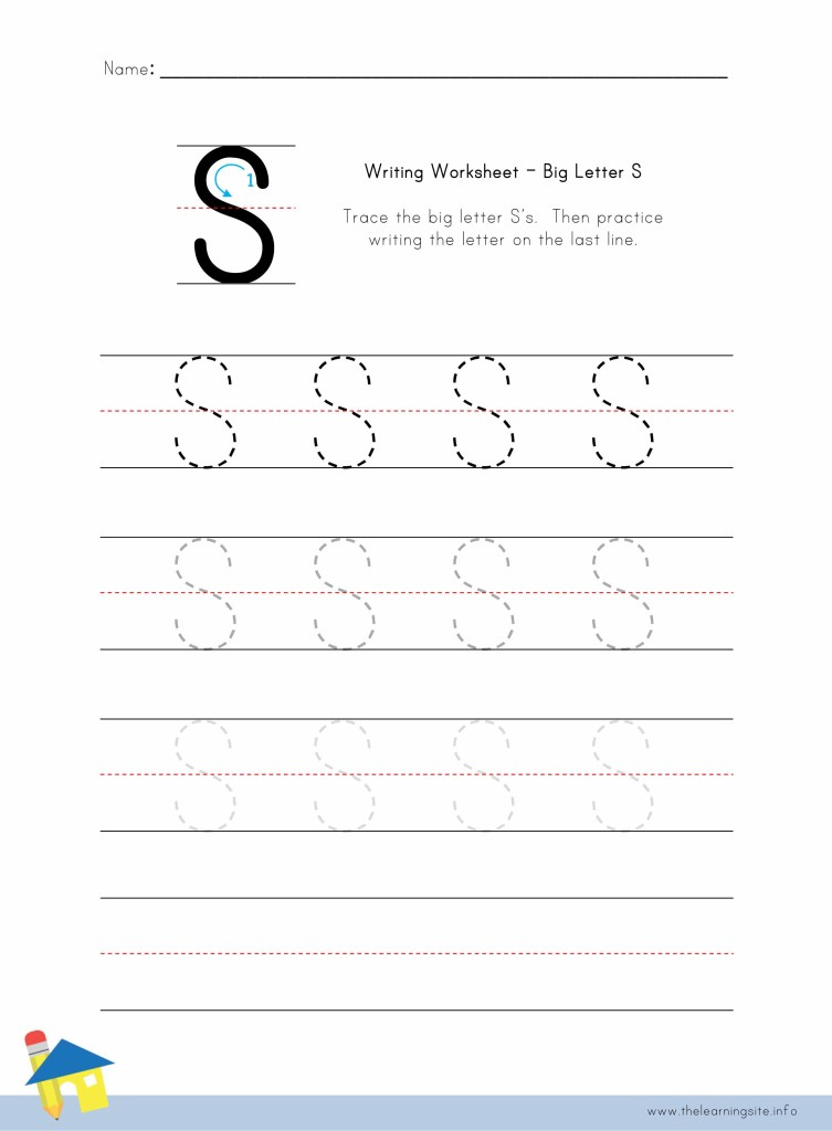 Big Letter S Writing Worksheet The Learning Site