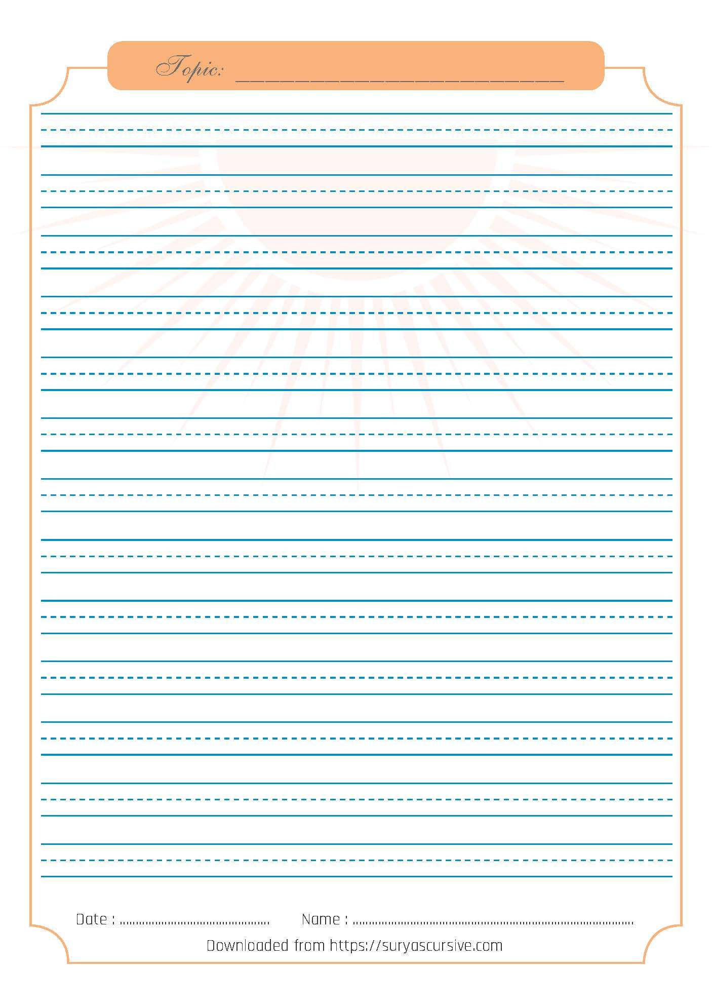 Blank Handwriting Worksheet 3 lined For Cursive Writing Practice 