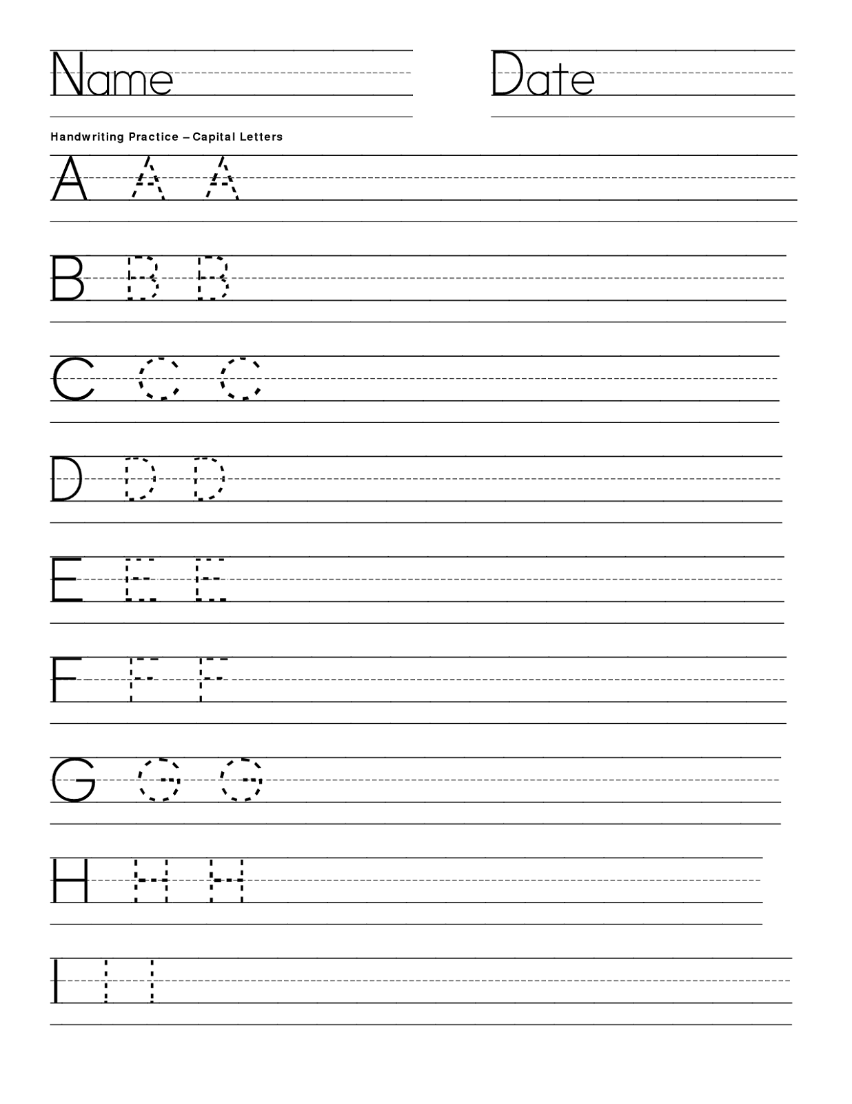 Capital Letter Worksheets Printable Handwriting Worksheets For Kids 