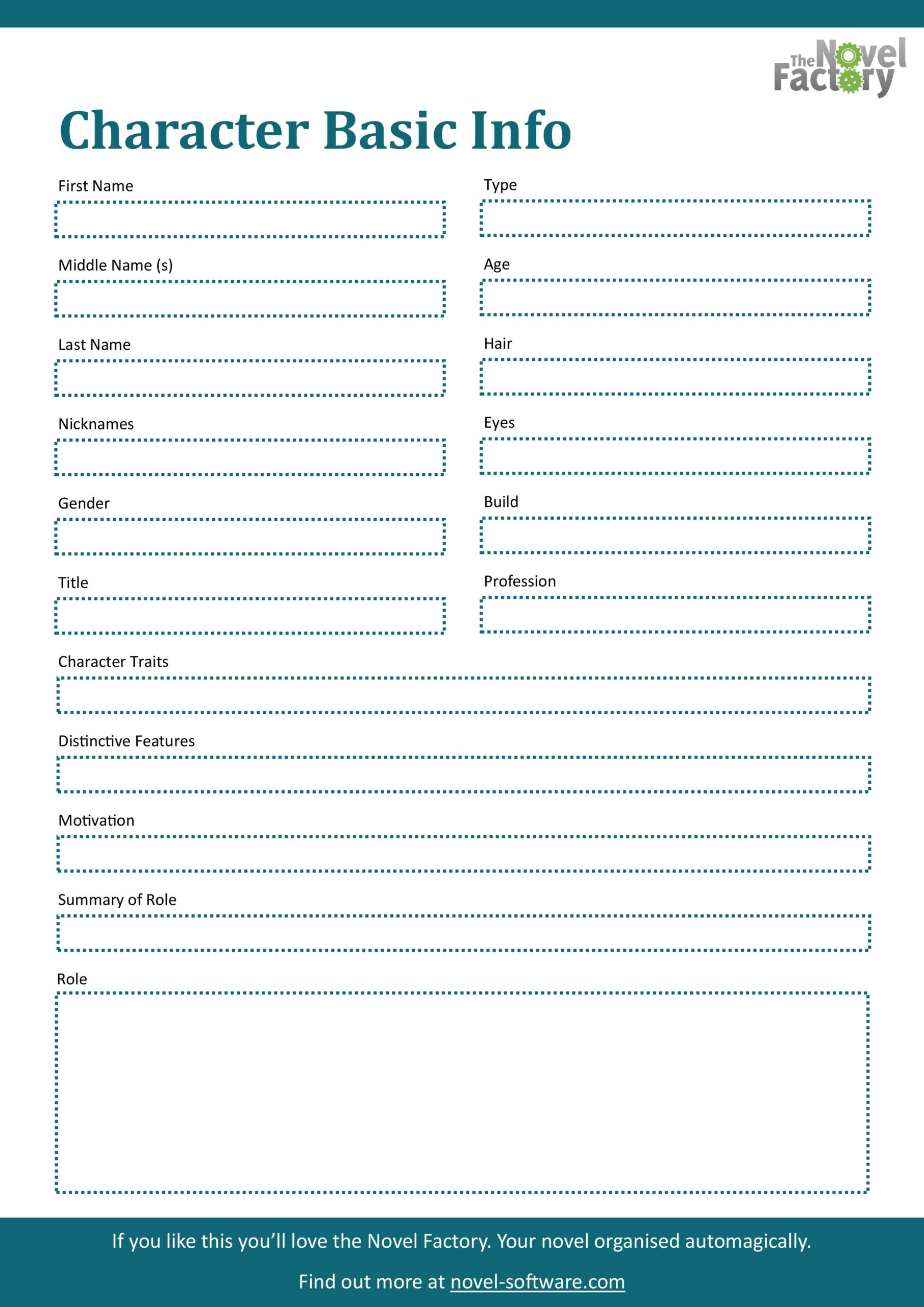 Character Basic Profile Worksheet A Free Downloadable Printable PDF 