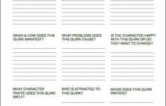 Character Quirks Worksheet Creative Writing Worksheets Book Writing
