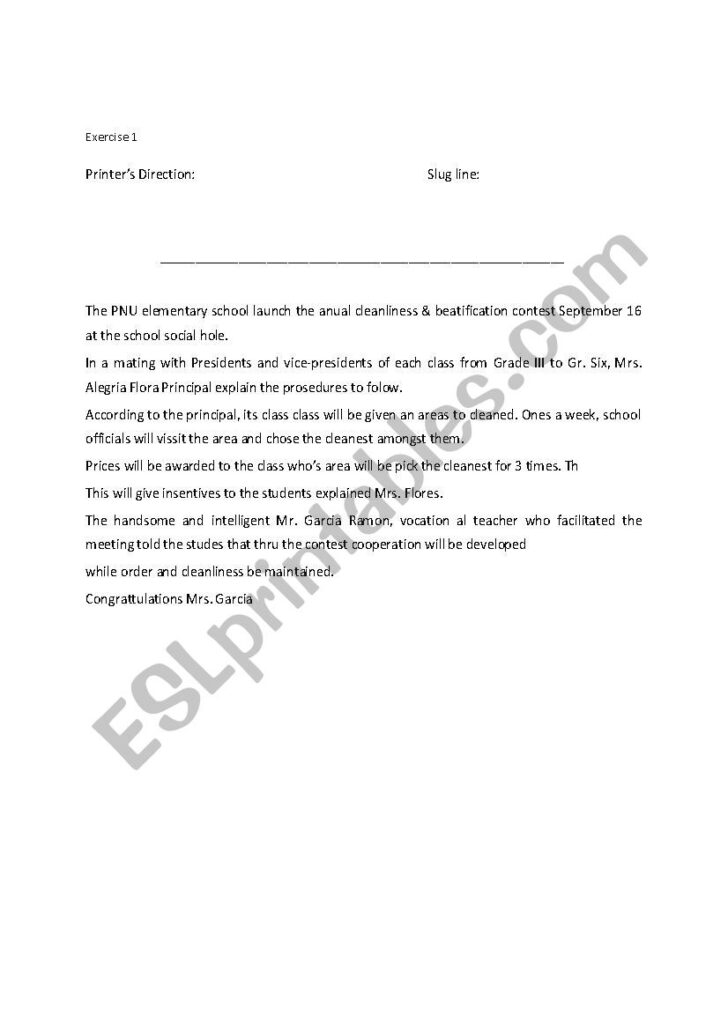 Copyreading And Headline Writing Exercise ESL Worksheet By IraCamile 