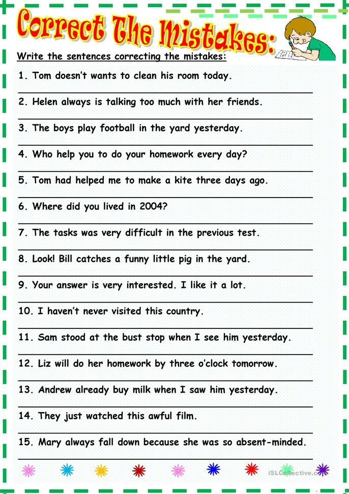 Correcting Writing Mistakes Worksheets Writing Worksheets