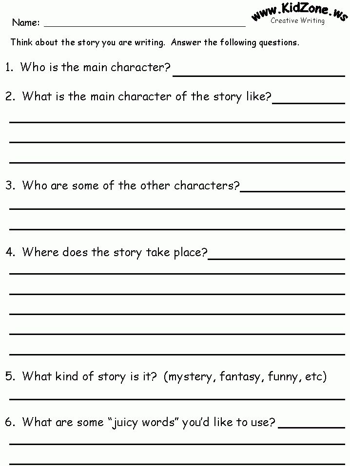 Creative Writing Worksheets With Answers