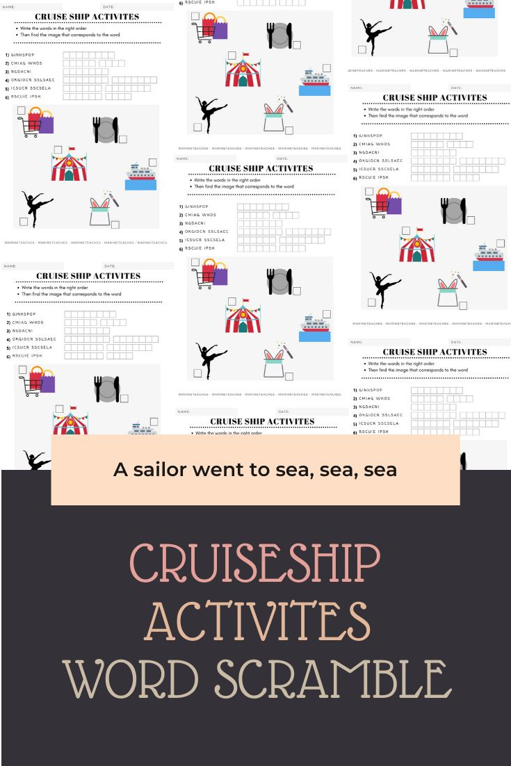 Cruise Ship Activities Worksheet Cruise Ship Cruise Activities