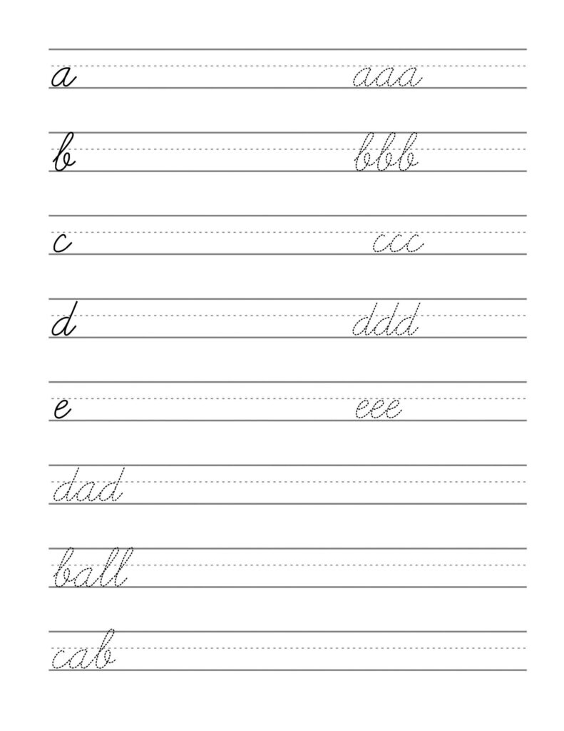 Cursive Alphabet Dotted Lines AlphabetWorksheetsFree | Writing Worksheets