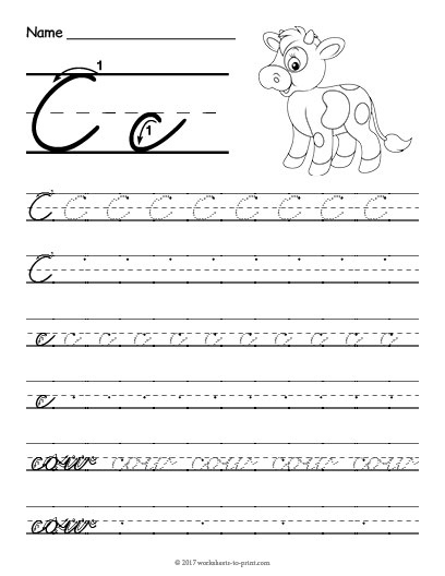 Cursive Writing Worksheets Letter C