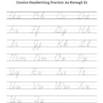 Cursive Handwriting Practice Letter A Through Z Uppercase Lowercase For