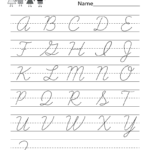 Cursive Handwriting Worksheet Free Kindergarten English Worksheet For