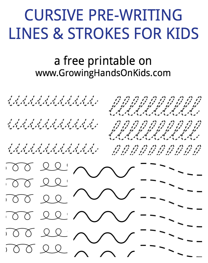 Cursive Pre Writing Lines Strokes For Kids Printable Packet 