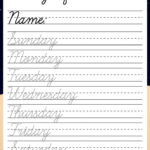 Cursive Tracing Worksheet Alphabet Cursive Printable Days Of Etsy