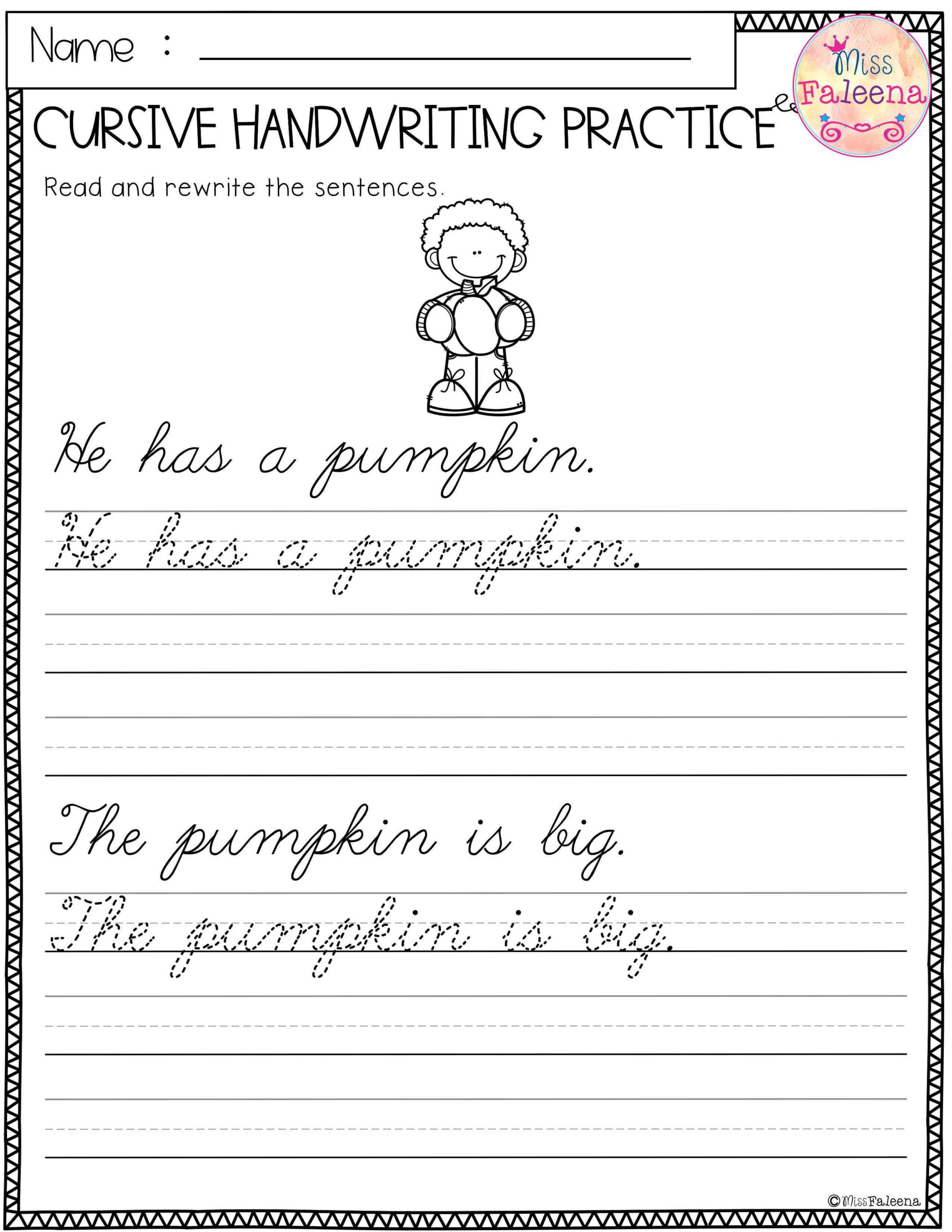 Cursive Worksheets For 5th Grade