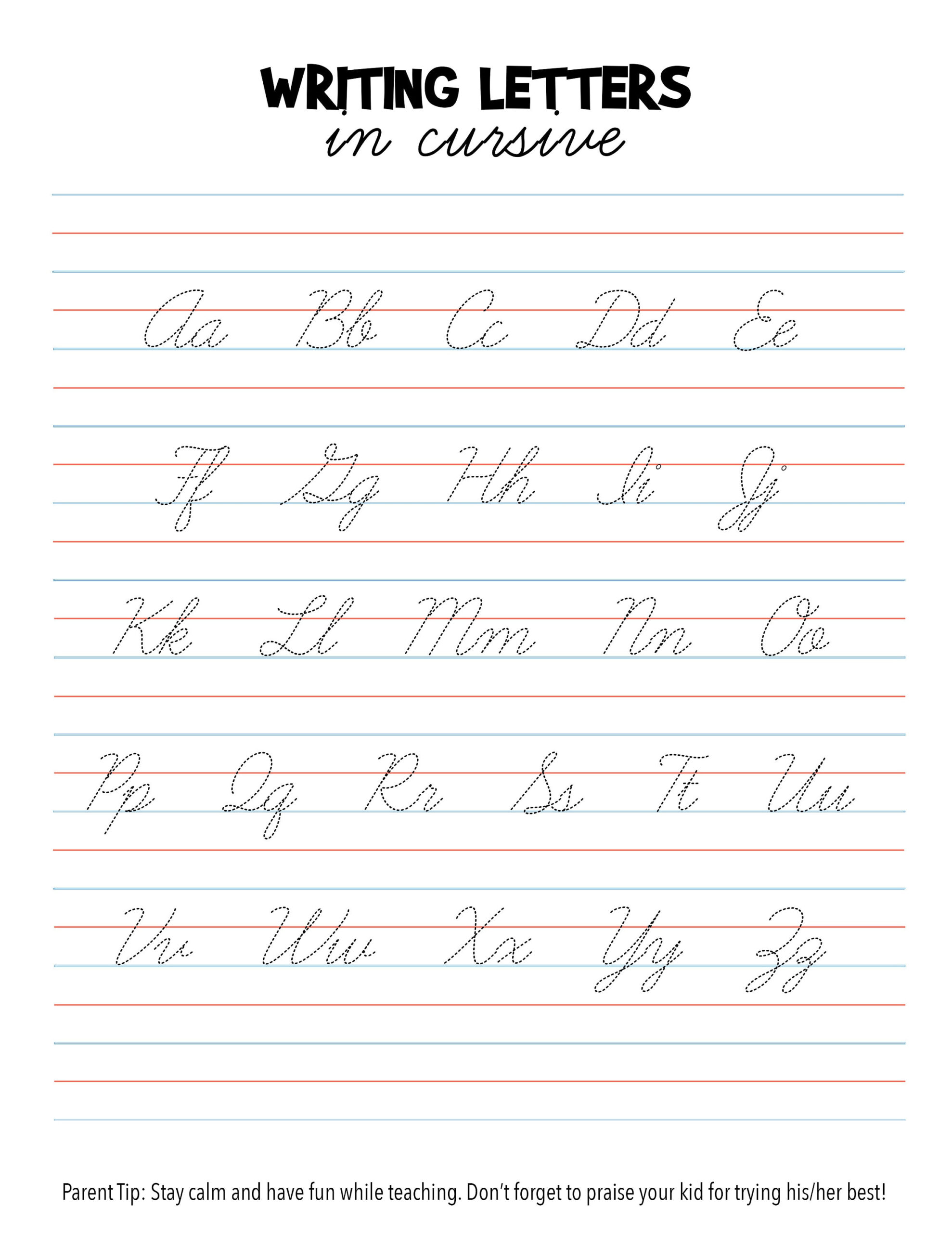 Cursive Alphabet Reference Sheet Download Printable Cursive Alphabet