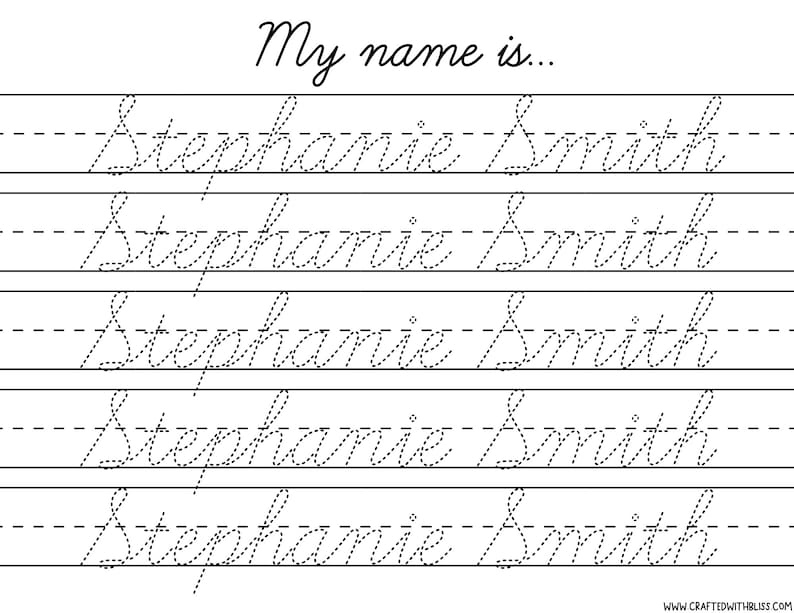 Custom Cursive Name Practice Worksheets Writing Worksheets Etsy