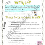 CV Writing ESL Worksheet By Oylesine