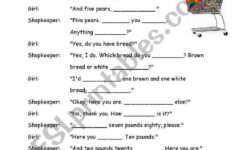 Dialogue Worksheets 3rd Grade A Shopping Dialogue Esl Worksheet By