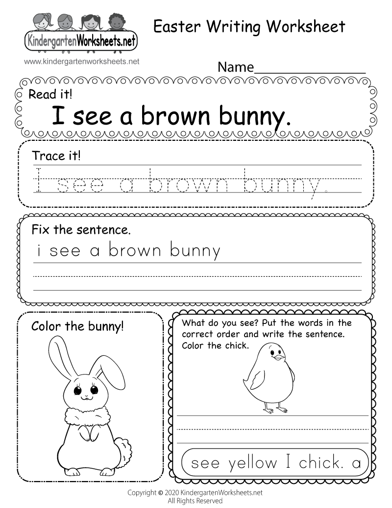 Easter Writing Worksheet For Kindergarten