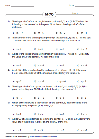 Equation Of A Line Passing Through Two Points Worksheets