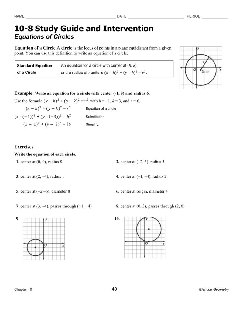 Equations Of Circles Worksheet Writing Worksheets