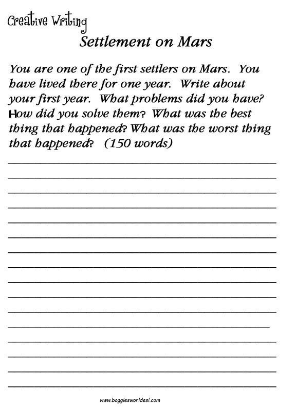 Esl Creative Writing Worksheets Free Worksheets Samples