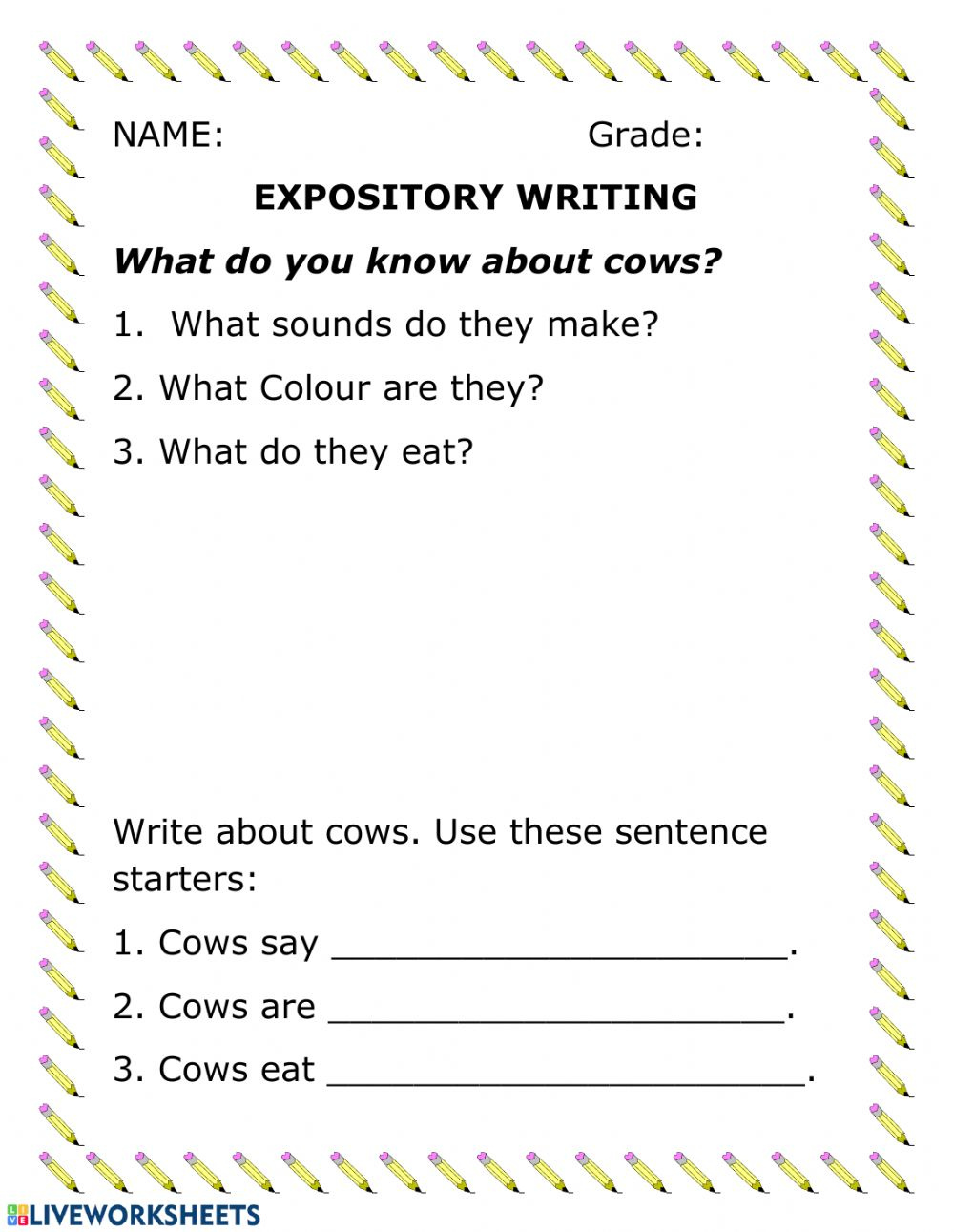 Expository Writing Interactive Worksheet