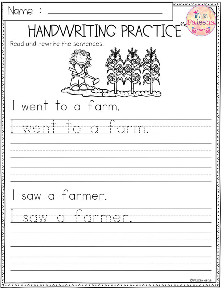 Practice Writing Sheets For Kindergarten