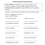 Formal Or Informal Writing Worksheet Writing Worksheets Creative