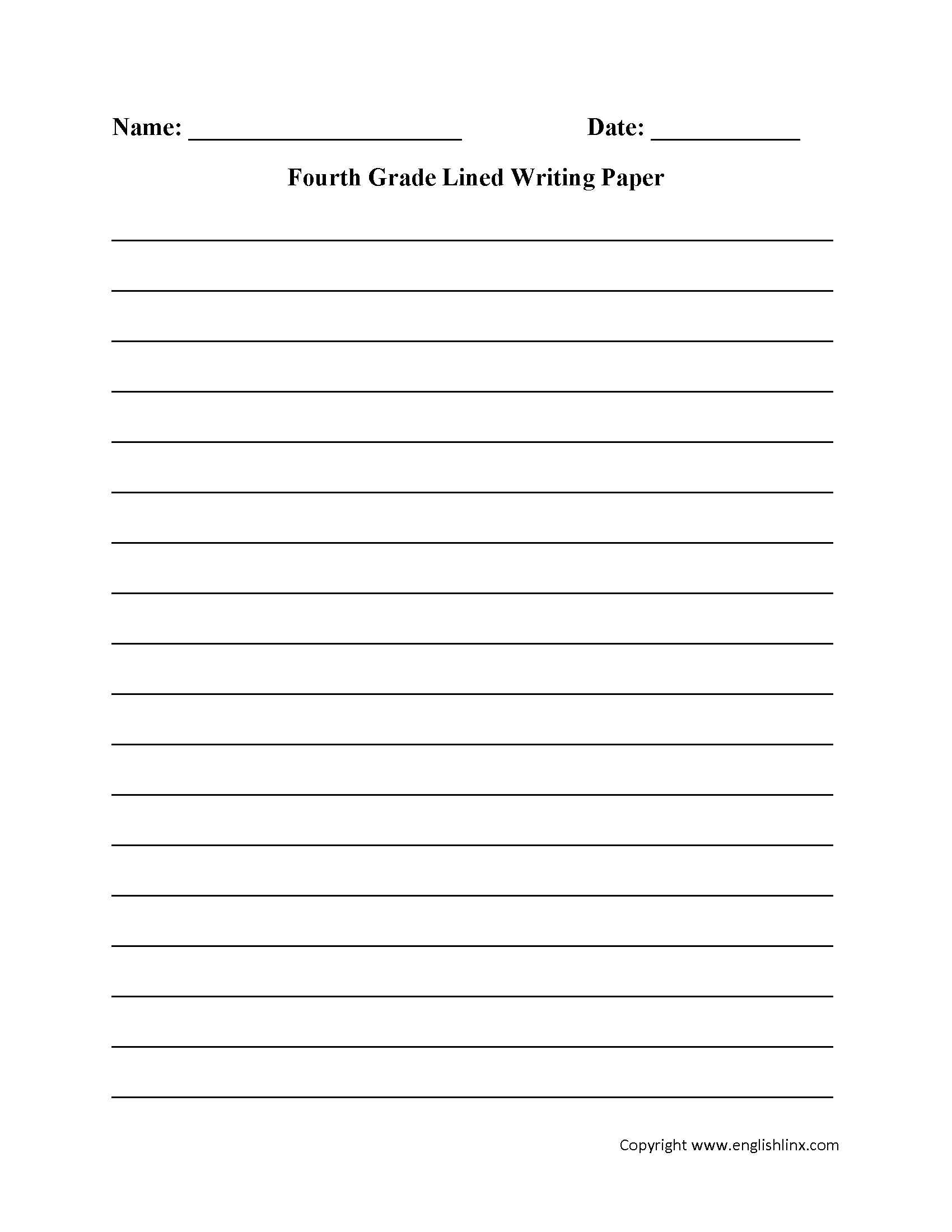 Fourth Grade Lined Writing Paper Cursive Handwriting Worksheets 