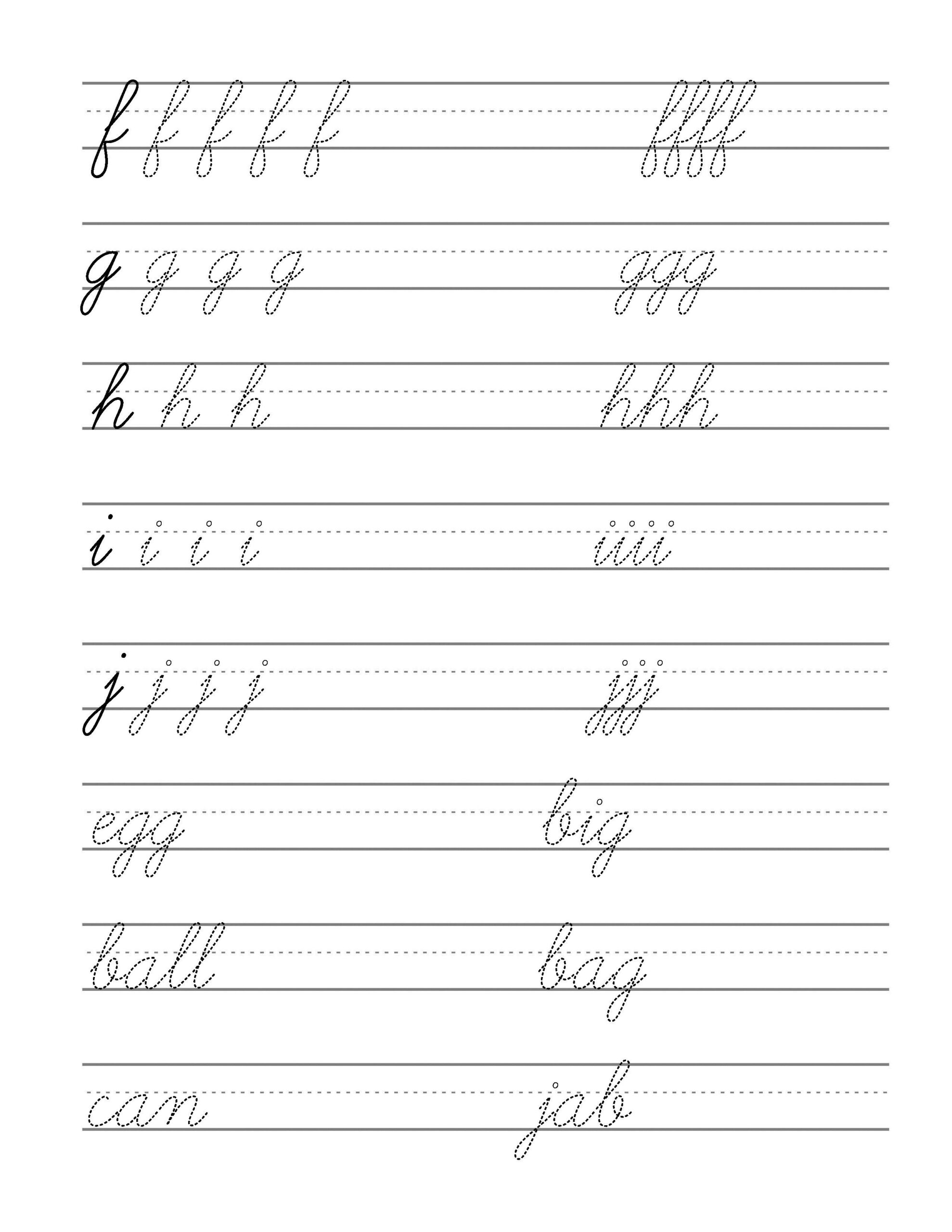 Free Beginning Cursive Writing Template Part 2 Cursive Writing 