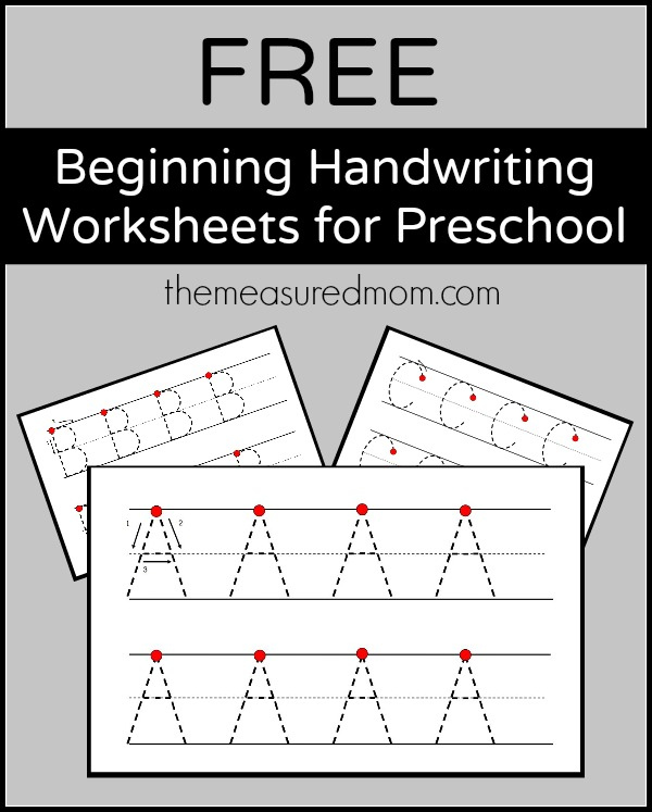 Free Beginning Handwriting Worksheets For Preschool The Measured Mom