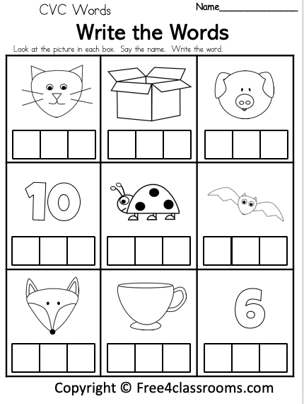 Free CVC Words Writing Worksheet Free4Classrooms