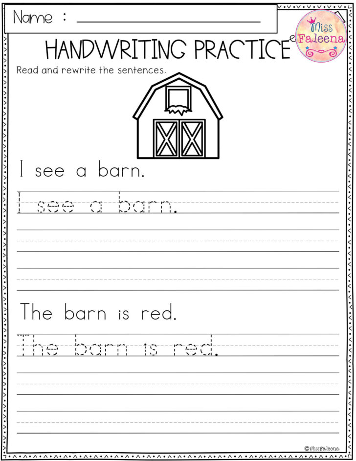 Practice Writing Sheets For First Grade