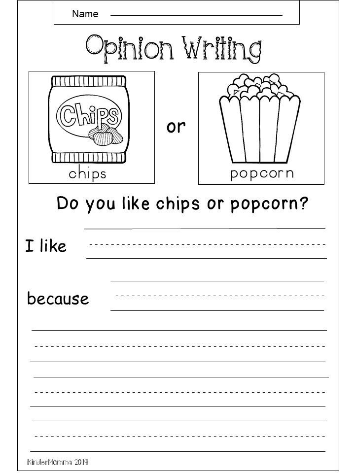 Free Opinion Writing Printable Kindermomma Kindergarten Writing 