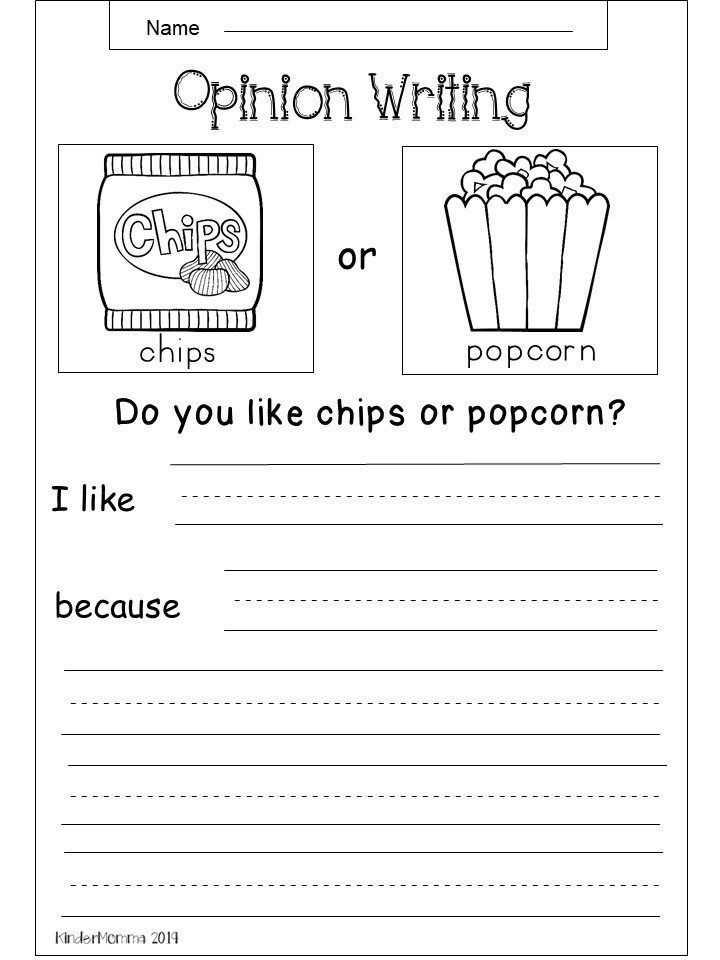 Free Opinion Writing Worksheet Kindermomma Kindergarten Writing 