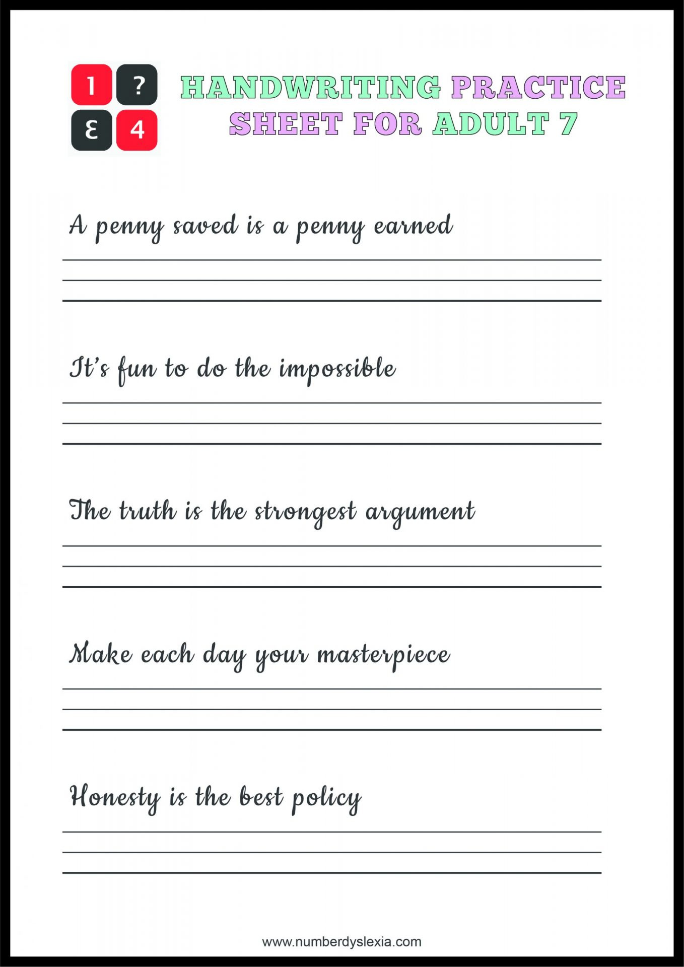 Free Printable Handwriting Practice Worksheets For Adults PDF 