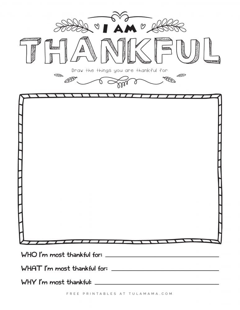 Free Printable I Am Thankful For Worksheet Tulamama