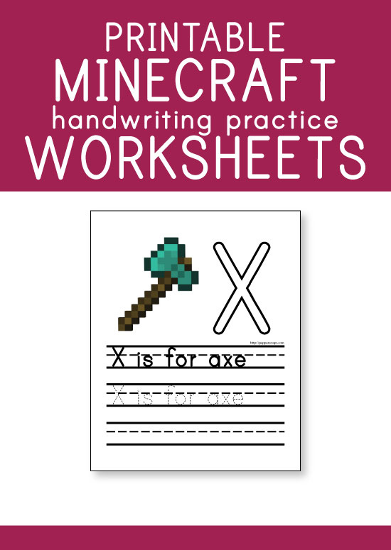 FREE Printable Minecraft Handwriting Practice Worksheets Pepper Scraps